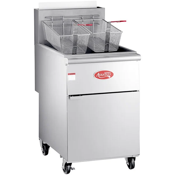 Avantco FF100 Natural Gas 70-100 lb. Stainless Steel Tube Floor Fryer - 150,000 BTU - Image 2